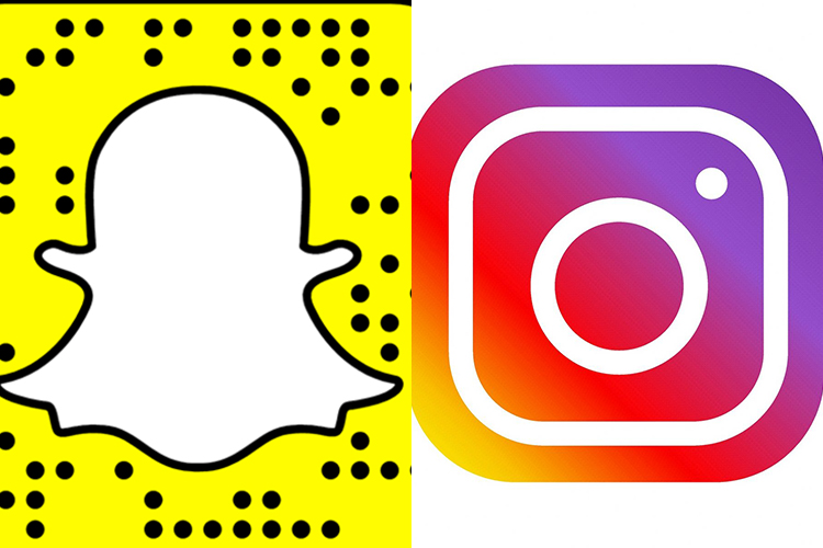 Os aplicativos Snapchat e Instagram