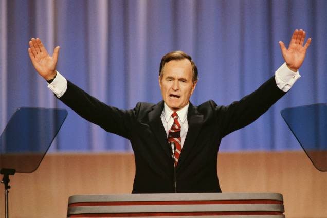 George H.W.Bush discursa durante a Convenção Nacional do Partido Republicano, em Nova Orleans, no estado americano de Louisiana - 1988