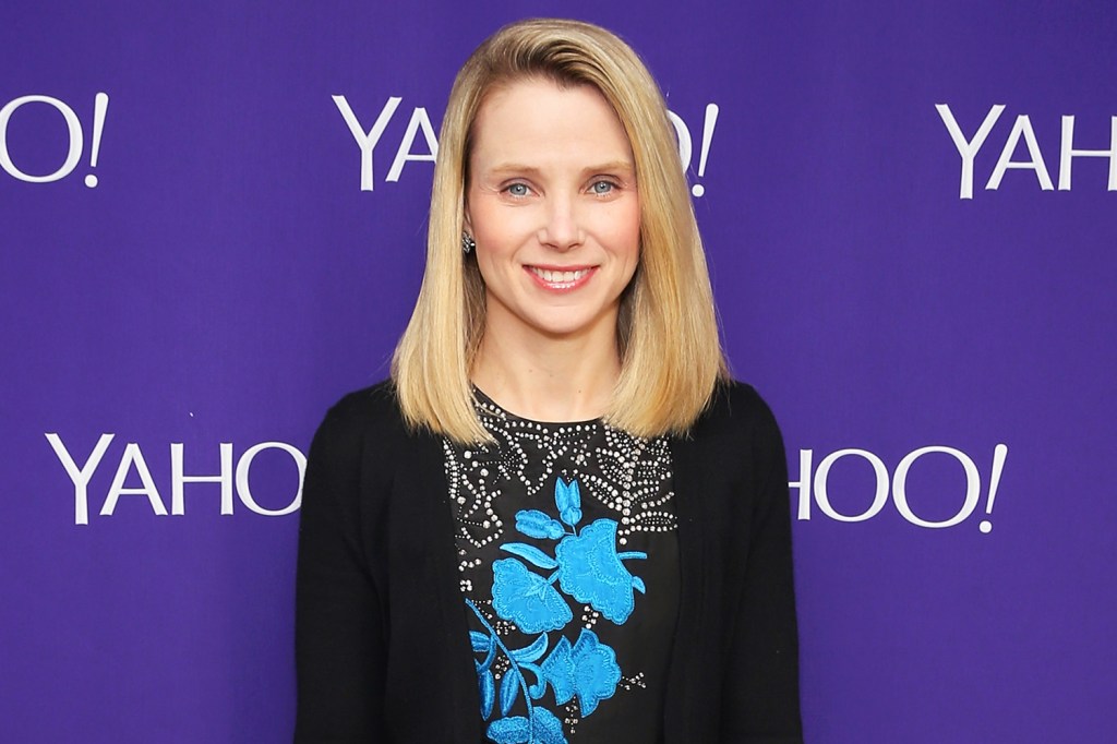 A CEO do Yahoo, Marissa Mayer, participa de evento da empresa no Avery Fisher Hall, em Nova York - 27/04/2015