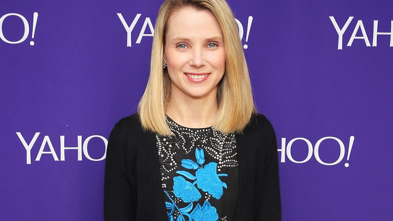 A CEO do Yahoo, Marissa Mayer, participa de evento da empresa no Avery Fisher Hall, em Nova York - 27/04/2015