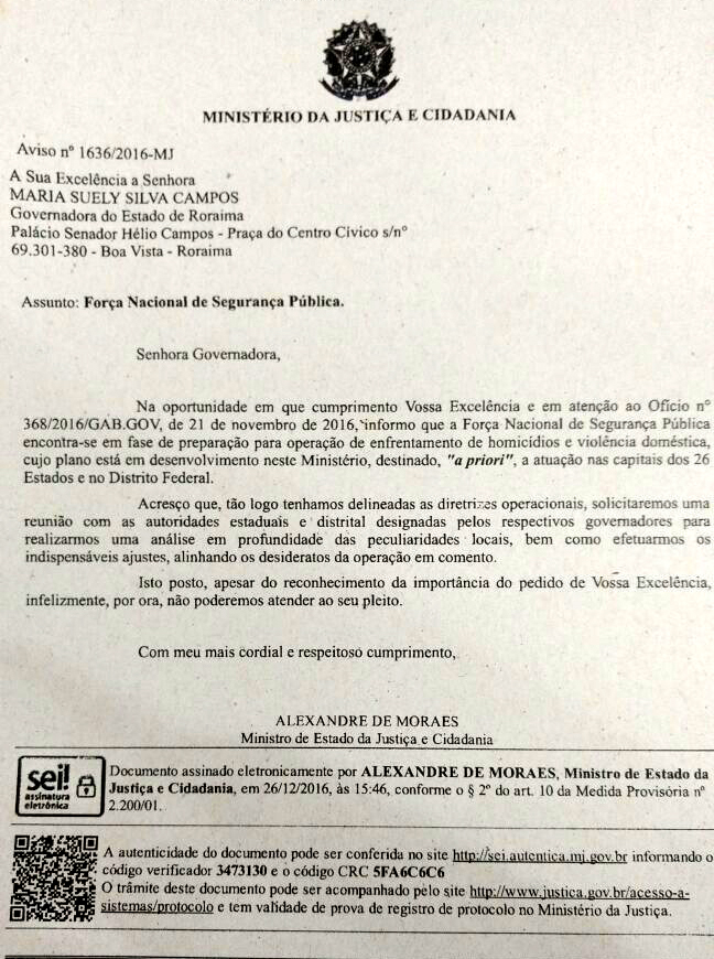 Alexandre de Moraes nega pedido de ajuda de Suely Campos