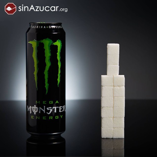 Uma lata do energético Monster (553ml) tem 60 g de açúcar Uma lata do energético Monster (553ml) tem 60 g de açúcar
