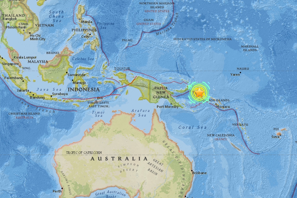 Epicentro do tremor foi registrado no litoral de Papua Nova Guiné