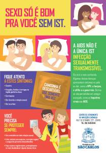 Anúncio da Prefeitura de São Carlos contra a disseminação de Infecções Sexualmente Transmissíveis (IST)