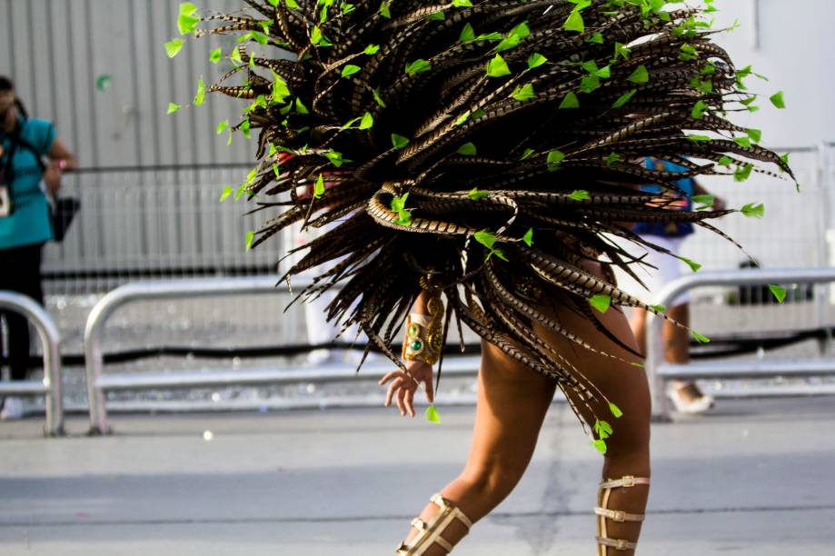 Rosas de Ouro fecha o desfile de carnaval no Sambódromo Anhembi, no segundo dia de carnaval em São Paulo