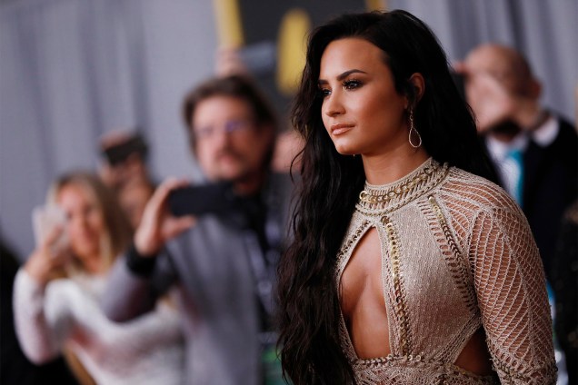 Demi Lovato durante a cerimônia da 59ª edição da maior premiação da música no Staples Center, em Los Angeles, nos Estados Unidos - 12/02/2017