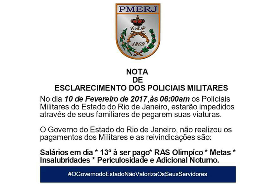 Pol&iacute;cia Militar do Rio de Janeiro esclarece not&iacute;cias falsas
