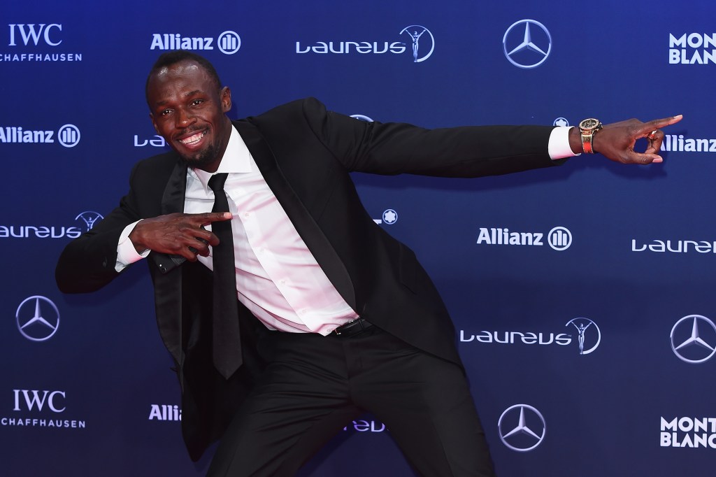 Usain Bolt no tapete vermelho do prêmio Laureus