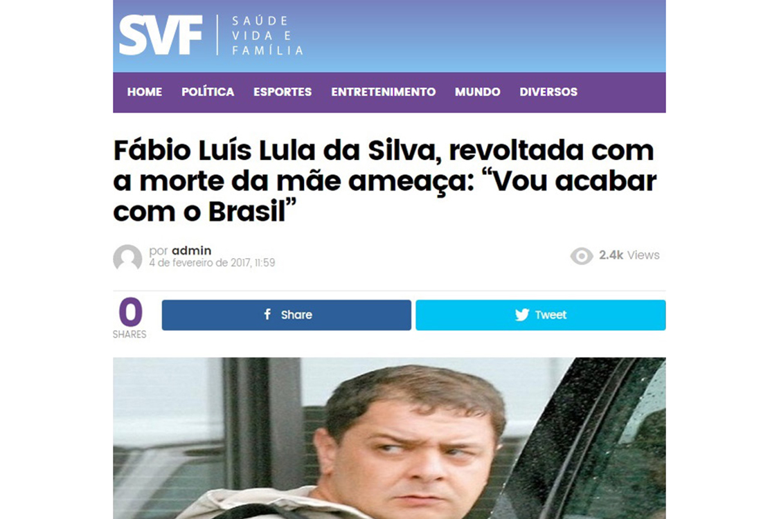 Notícias falsas sobre a morte de Marisa Letícia Lula da Silva