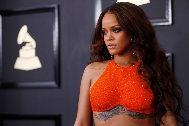 Rihanna durante a cerimônia da 59ª edição da maior premiação da música no Staples Center, em Los Angeles, nos Estados Unidos - 12/02/2017
