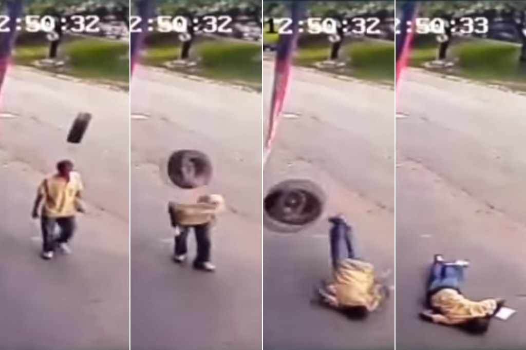 Homem é atingido por pneu em Ipatinga (MG)