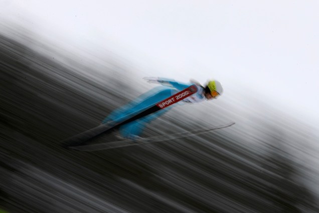 A francesa Lucile Morat durante o Campeonato Mundial de Esqui Nórdico  em Lahti, na Finlândia