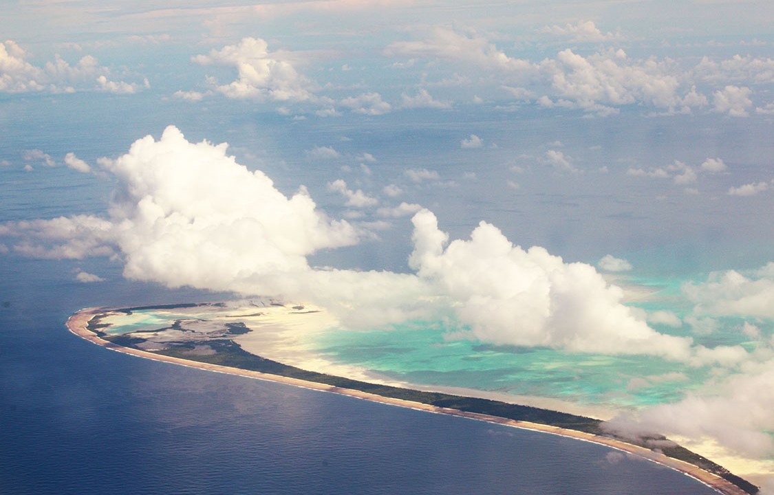 One of the Kiribati island group from the air