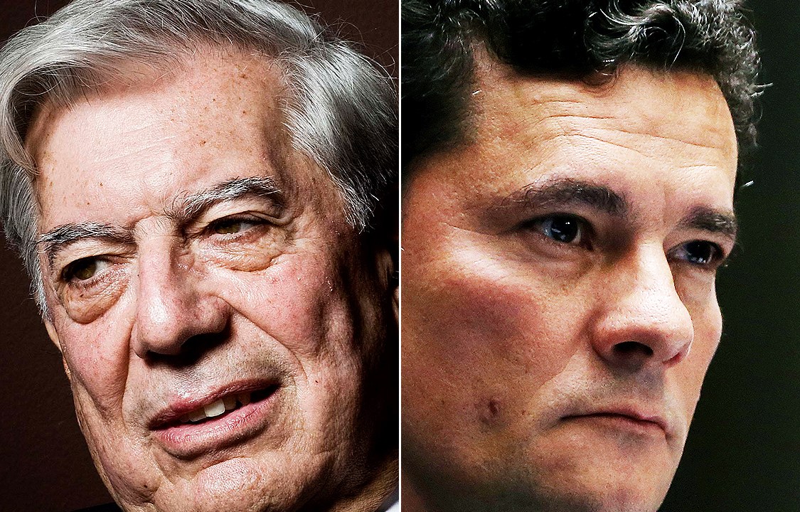O escritor peruano Mario Vargas Llosa e o juiz federal Sergio Moro