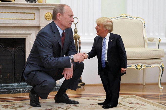 Montagem com os presidentes Vladimir Putin e Donald Trump