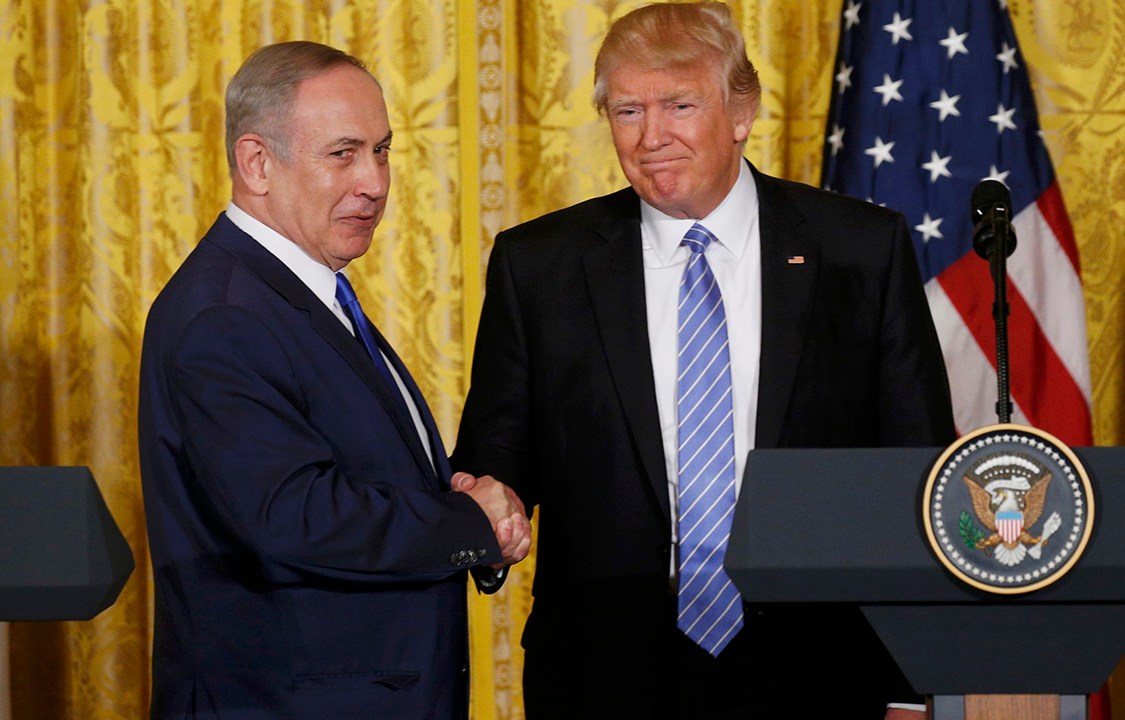 Presidente dos Estados Unidos Donald Trump e Premiê de Israel, Benjamin Netanyahu, durante coletiva de impresa na Casa Branca, em Washington, Estados Unidos
