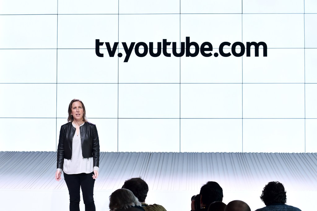 A CEO do YouTube, Susan Wojcicki, discursa durante o anúncio da 'YouTube TV' em Los Angeles - 28/02/2017