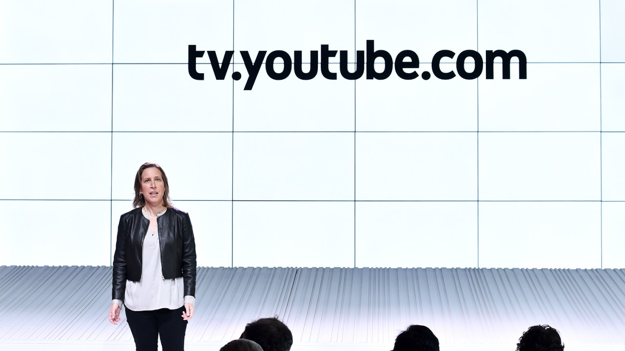 A CEO do YouTube, Susan Wojcicki, discursa durante o anúncio da 'YouTube TV' em Los Angeles - 28/02/2017