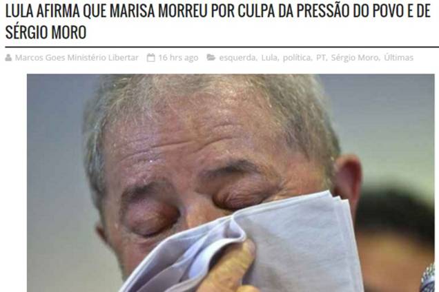 Sites publicam notícias falsas sobre Lula e Marisa
