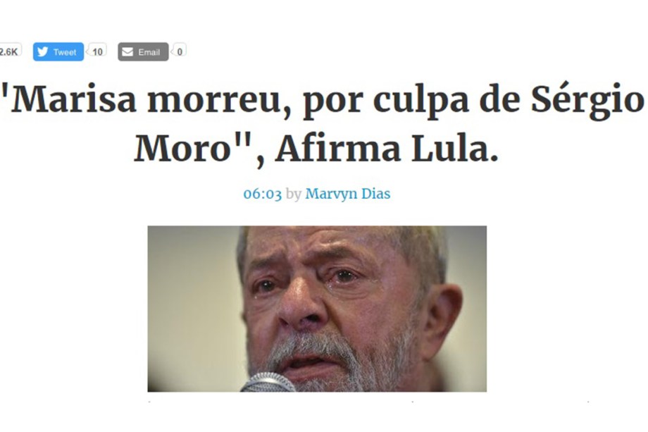 Sites publicam notícias falsas sobre Lula e Marisa