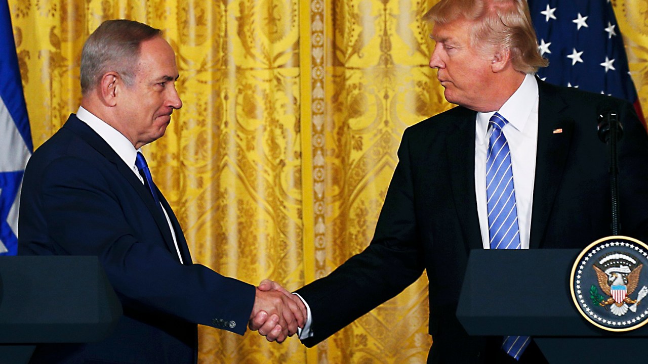 Presidente dos EUA, Donald Trump, encontra o primeiro-ministro de Israel Benjamin Netanyahu