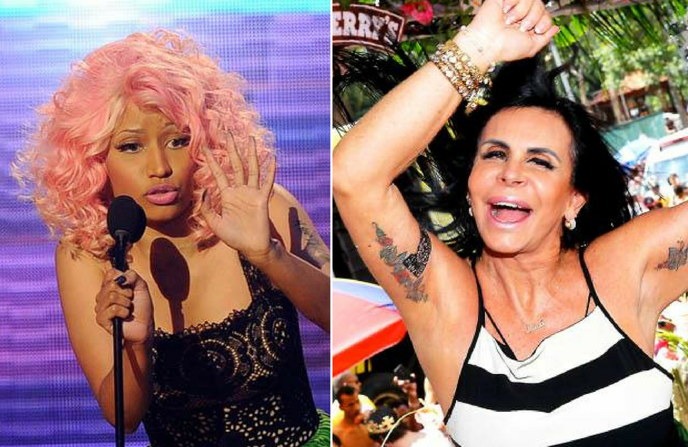 A rapper americana Nicki Minaj e a cantora brasileira Gretchen