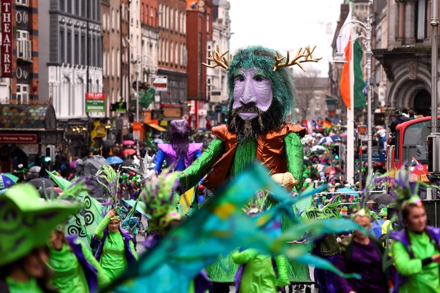 Boneco da Parada do Dia de São Patrício em Dublin, Irlanda - 17/03/2017