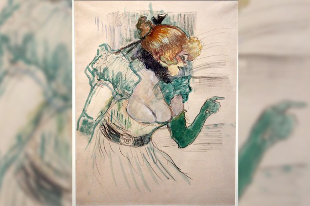"Artista com luvas verdes - A cantora Dolly do 'Café Star" de Le Havre" por Henri de Toulouse-Lautrec