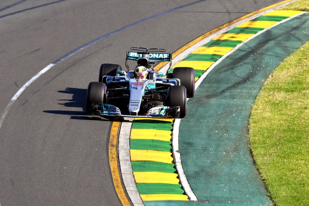 Lewis Hamilton, da Mercedes, durante o Grand Prix da Fórmula 1 que aconteceu hoje na Austrália. Ele ficou como segundo colocado no pódio