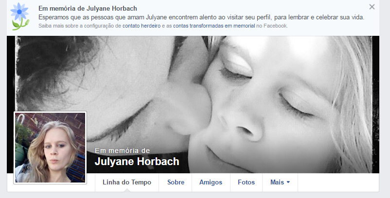 Página de Julyane Horbach  transformada em memorial
