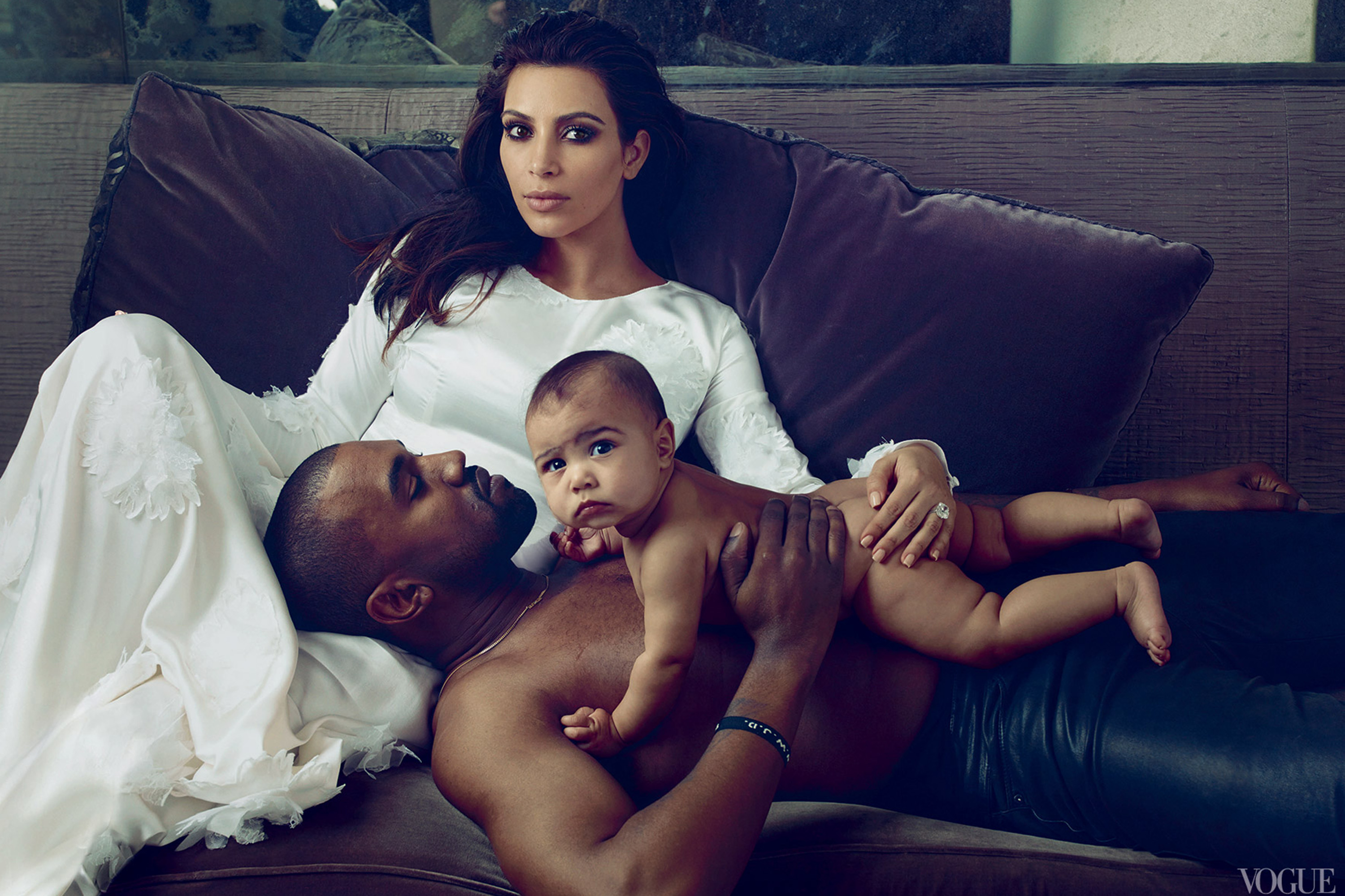 Kim Kardashian e Kanye West no editorial da Vogue