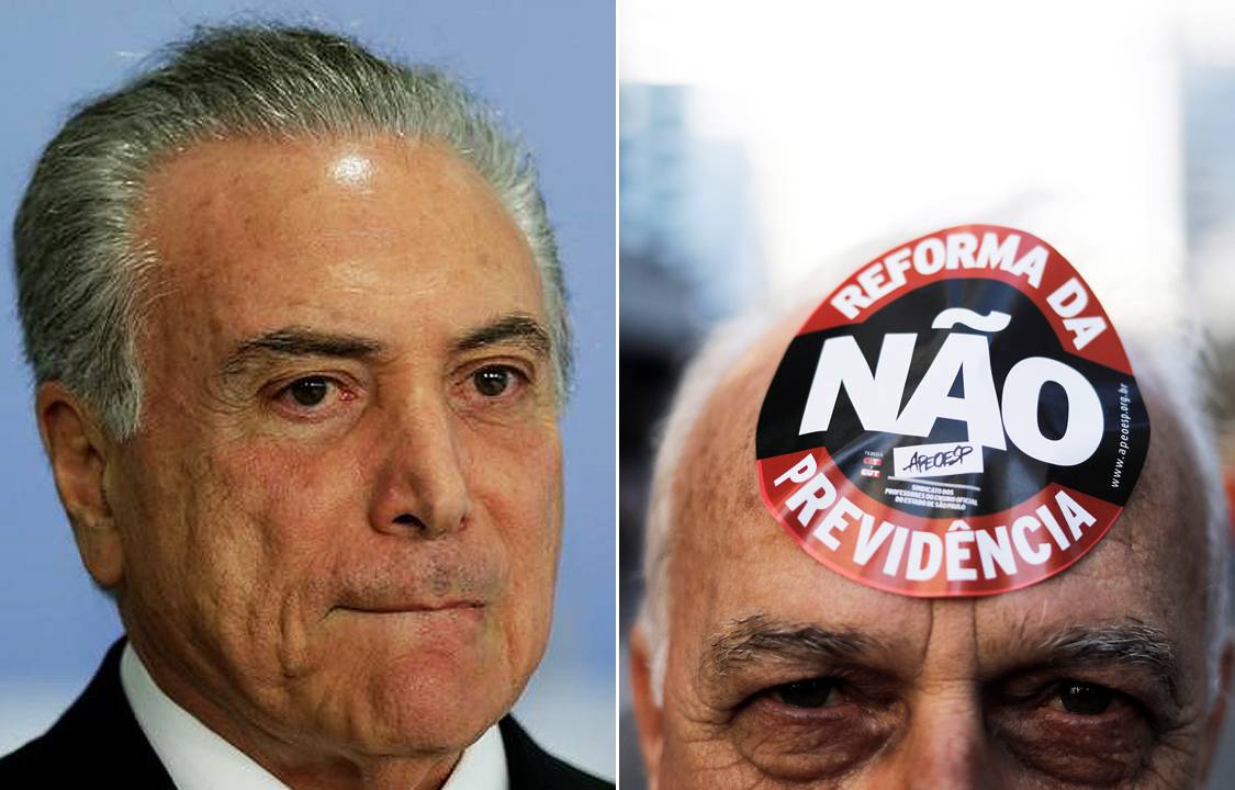 Montagem Temer e protestos