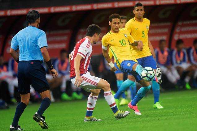 Neymar durante partida entre Brasil e Paraguai válida pela 14ª rodada das Eliminatórias da Copa do Mundo Rússia 2018, na Arena Itaquera, em São Paulo - 28/03/2017 Neymar durante partida entre Brasil e Paraguai válida pela 14ª rodada das Eliminatórias da Copa do Mundo Rússia 2018, na Arena Itaquera, em São Paulo - 28/03/2017