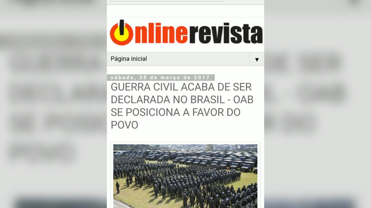 Site noticia guerra civil no Brasil
