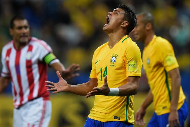 Thiago Silva durante partida entre Brasil e Paraguai válida pela 14ª rodada das Eliminatórias da Copa do Mundo Rússia 2018, na Arena Itaquera, em São Paulo - 28/03/2017 Thiago Silva durante partida entre Brasil e Paraguai válida pela 14ª rodada das Eliminatórias da Copa do Mundo Rússia 2018, na Arena Itaquera, em São Paulo - 28/03/2017