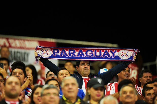 Torcida do Paraguai durante partida válida pela 14ª rodada das Eliminatórias Sul-Americanas, classificatória para a Copa do Mundo FIFA 2018, realizado na Arena Itaquera, zona leste de São Paulo