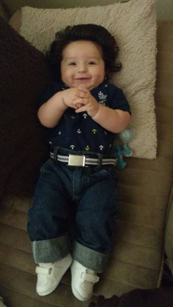 <span>O bebê Heitor Rodrigues Oliveira encantou a internet com sua cabeleira</span> <span>O bebê Heitor Rodrigues Oliveira encantou a internet com sua cabeleira</span>