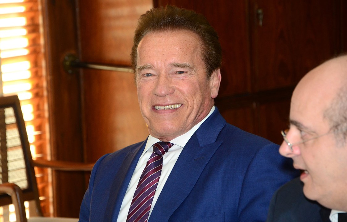 Arnold Schwarzenegger e João Doria se encontram no gabinete do prefeito de São Paulo