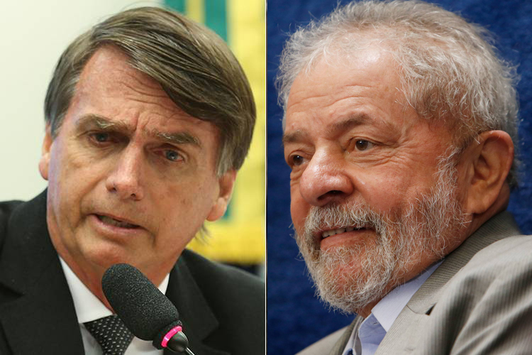 Jair Bolsonaro (PSL) e Luiz Inácio Lula da Silva (PT)