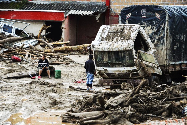 Área destruída pelas chuvas em Mocoa, na Colômbia - 02/04/2017