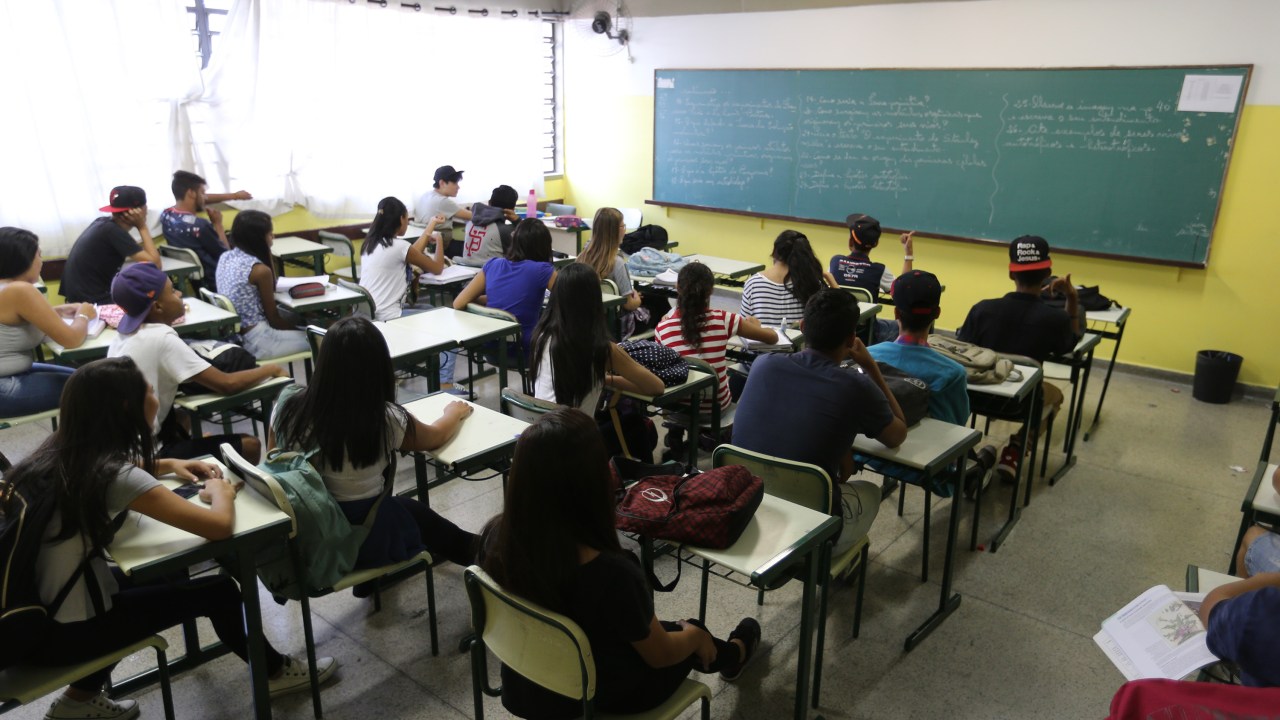 Sala de aula da E.E. Antônio Vieira de Souza, em Guarulhos (SP)