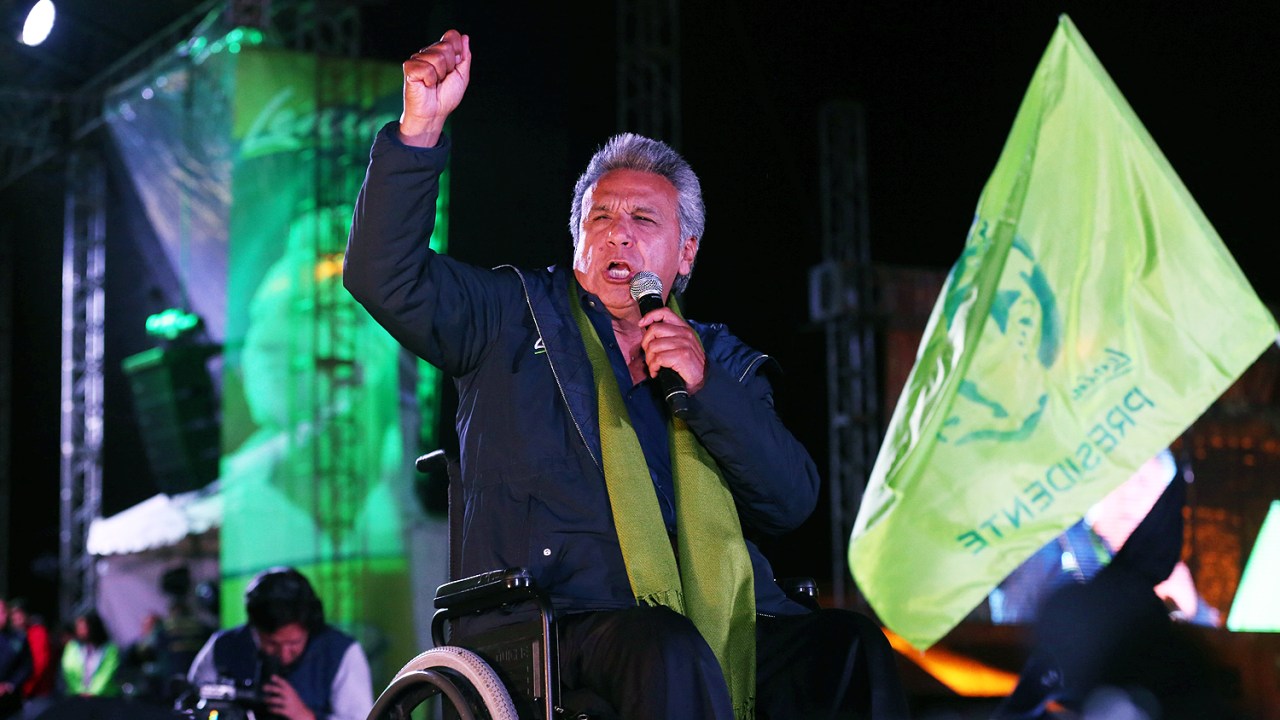O candidato governista de esquerda, Lenín Moreno