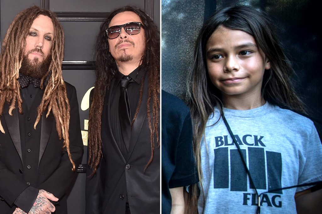 Banda Korn e o baixista de apenas 12 anos, Tye Trujillo, filho do baixista da banda Metallica, Robert Trujillo