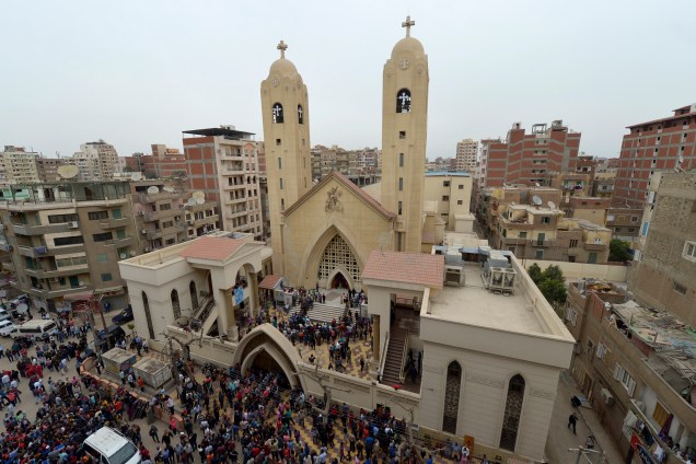 Vista geral da igreja copta Mar Girgis, na cidade de Tanta, ao norte do Cairo, no Egito. Um atentado a bomba atingiu fiéis que celebravam o Domingo de Ramos no local - 09/04/2017