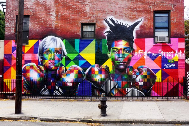 Grafite de Andy Warhol e Jean-Michel Basquiat, feito por Eduardo Kobra em Nova York.