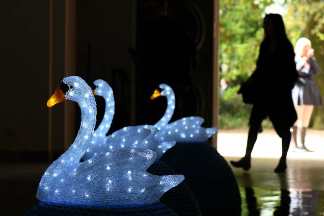 Visitante observa sala com obra da artista tcheca Jana Zelinska, exposta na 57ª Bienal de Arte de Veneza, na Itália Visitante observa sala com obra da artista tcheca Jana Zelinska, exposta na 57ª Bienal de Arte de Veneza, na Itália