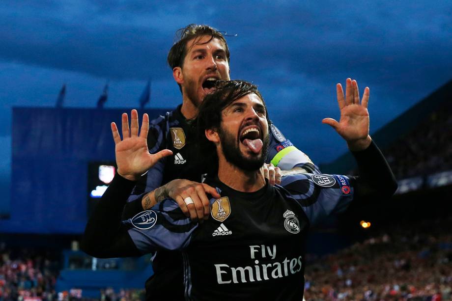 Isco comemora primeiro gol do Real Madrid contra o Atlético de Madrid
