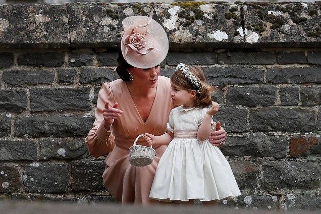 Duquesa de Cambridge, Kate Middleton, e sua filha mais nova, Princesa Charlotte, no casamento de Pippa Middleton - 20/05/2017