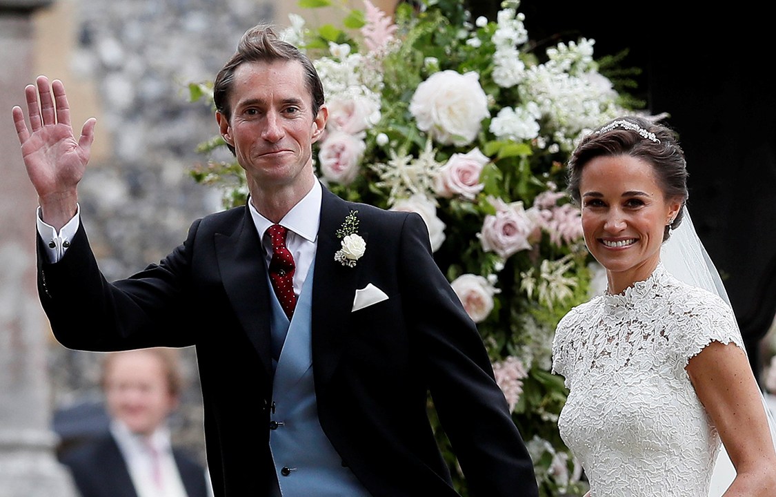 Pippa Middleton, irmã de Kate Middleton, e seu marido, James MAatthews, após cerimônia de casamento
