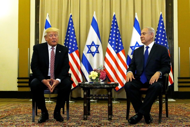 O presidente dos Estados Unidos, Donald Trump, durante uma reunião com o primeiro-ministro israelense, Benjamin Netanyahu - 22/05/2017